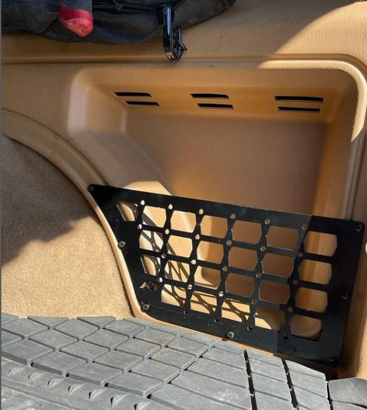 Hd Personalized Rear Cubby sidekick Molle Plate designed for Jeep Cherokee XJ 1984 to 2001 for rear Cargo area CNC CUT preservation mods