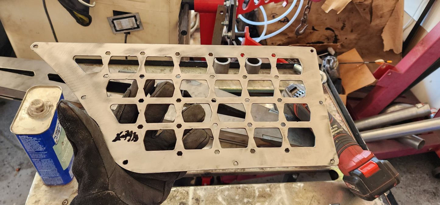 Hd Personalized Rear Cubby sidekick Molle Plate designed for Jeep Cherokee XJ 1984 to 2001 for rear Cargo area CNC CUT preservation mods
