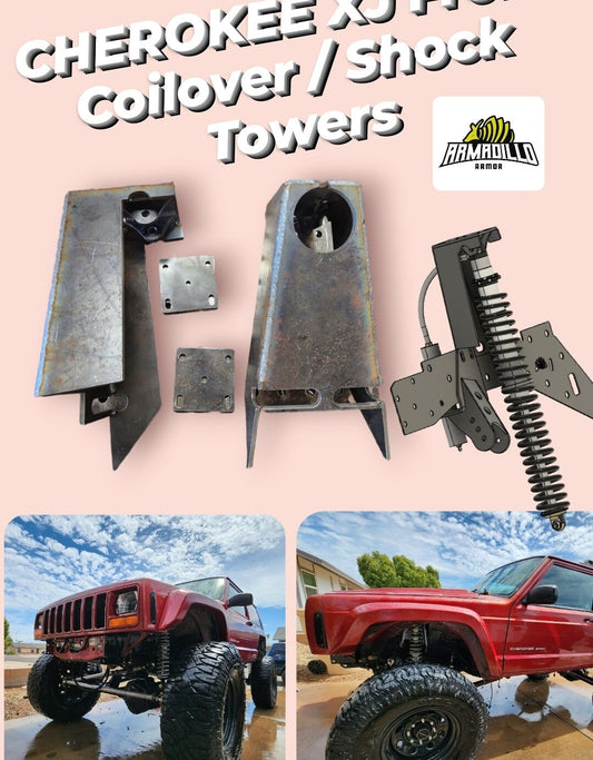 Front Coilover Towers for Jeep Cherokee XJ 12" 14" or 16" Air shock strut tower mounting buckets for 2.5 or 2.0 offroad trucks accessories
